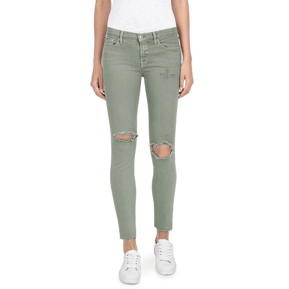 Seven For All Mankind | Women’s Skinny Distressed Crop Dark Green‎ Jeans - 27
